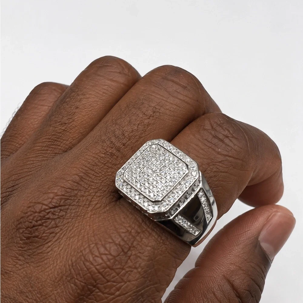 925 Sterling Silver 2.00CTW MOISSANITE Square Men’s Ring Size 9,10 or 11
